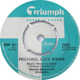 Michael Cox (2) : Don't Want To Know (7", Single, 4-p)