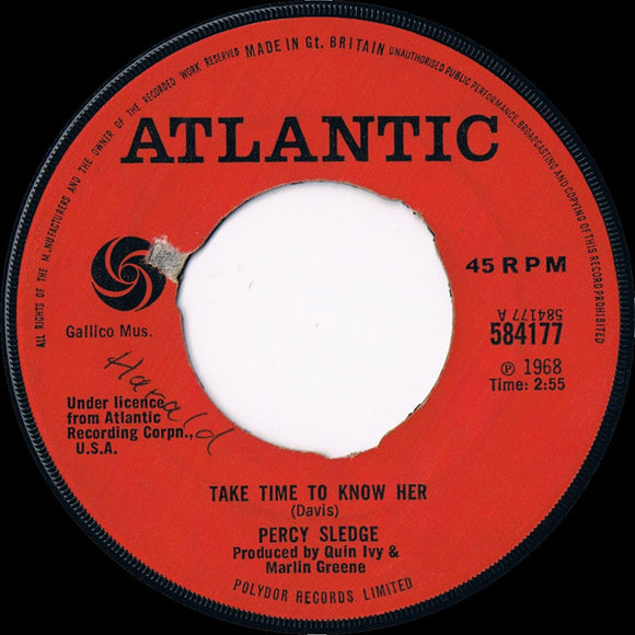 Percy Sledge : Take Time To Know Her / It's All Wrong But It's Alright (7